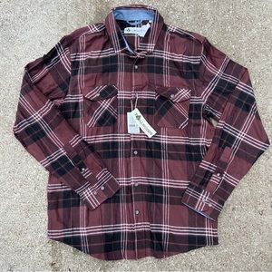 Tallwoods Plaid Flannel Button Bruno Milano Long Sleeve Red Shirt Mens M $60